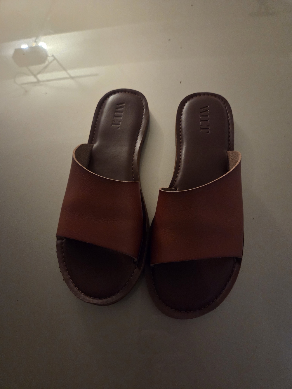 Brown Leather Slide Sandals for Women